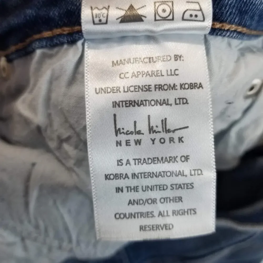 Nicole Miller Jeans Womens 10 Blue Soho High Rise Ankle Skinny Distressed Denim